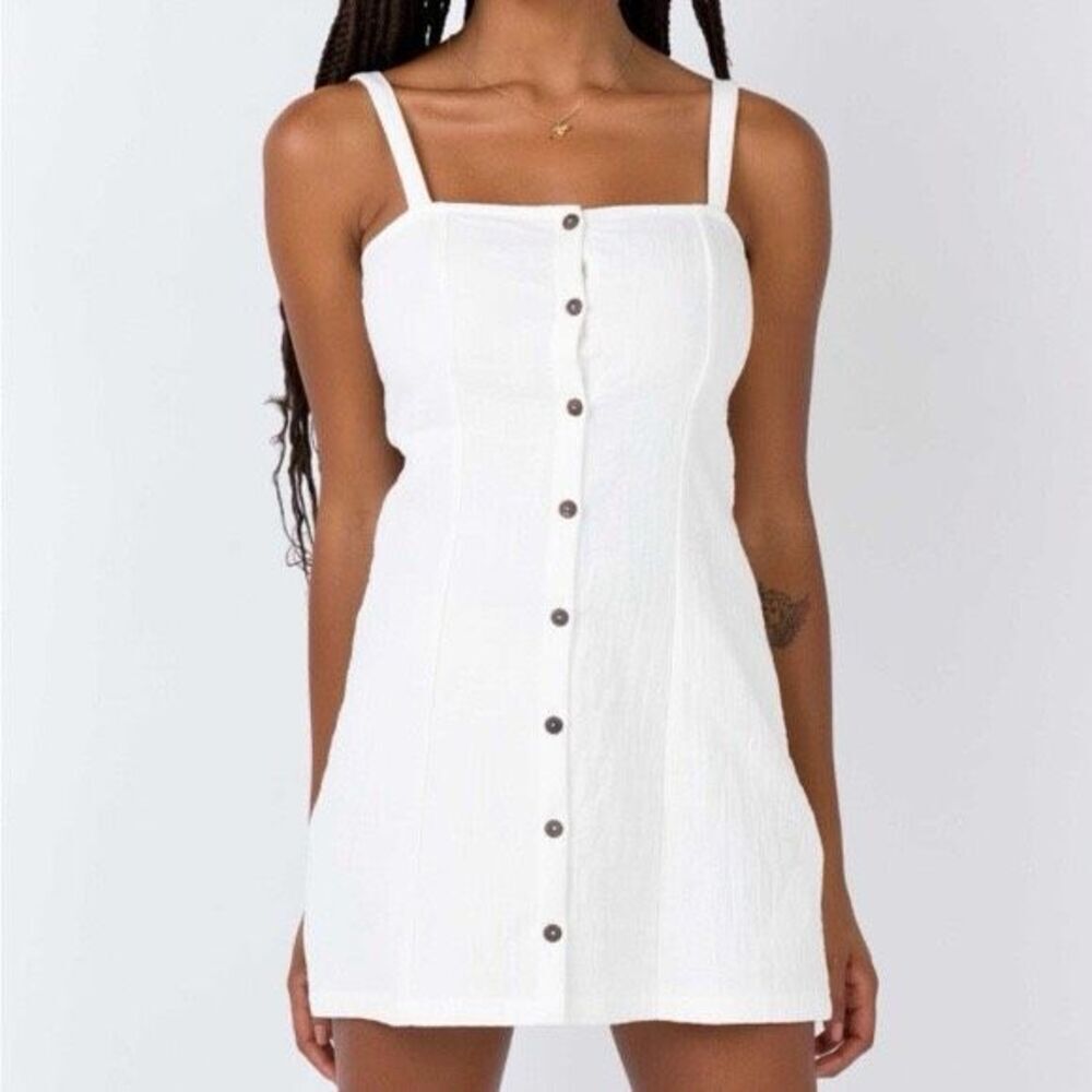 NWT Minkpink Farraday Mini Dress Button Front White Cotton size Large